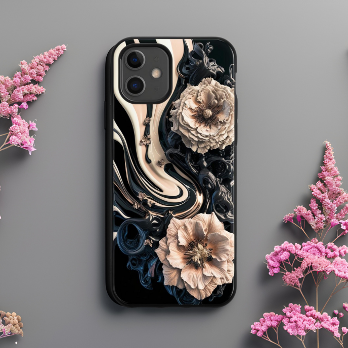 Floral Tough Phone Case - Elegant Garden Design, Gothic Flowers Phone Case for iPhone, Samsung, and Google Pixel