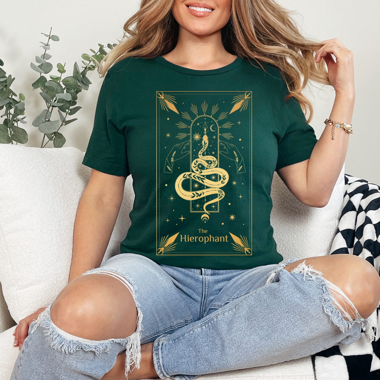 The Hierophant Tarot Card Shirt, Mystical Moon Shirt, Celestial Shirt, Moon Phases Witch Gift, Mystical Snake Shirt, Spiritual Shirt