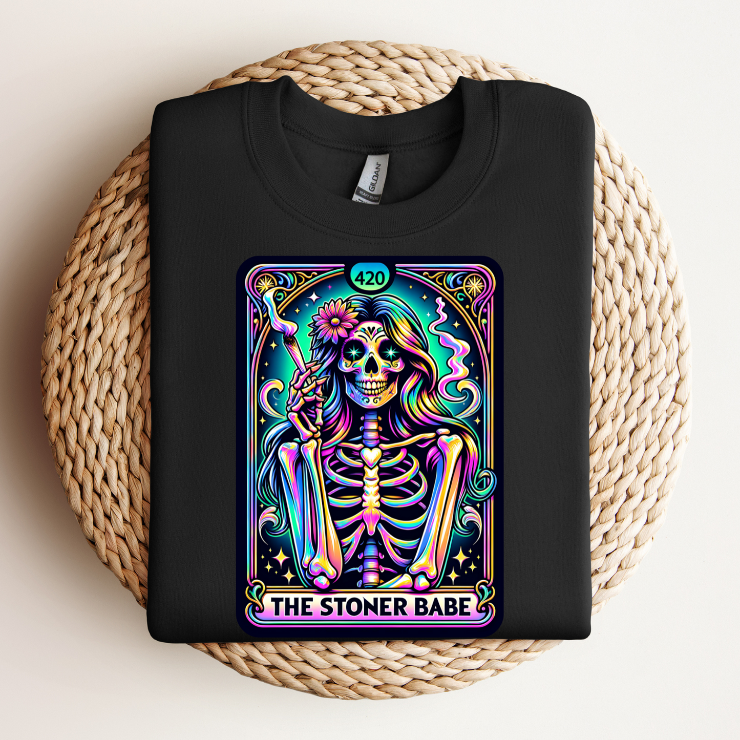 'The Stoner Babe' Unisex Jersey Tee – Colorful Skeleton Graphic for Cannabis Lovers, Stoner Babe Shirt,Stoner Mom Shirt,Organic Weed Shirt,Blaze It Shirt,Marijuana Shirt,Recreational Shirt,Stoner Shirt,Pothead Shirt,Weed