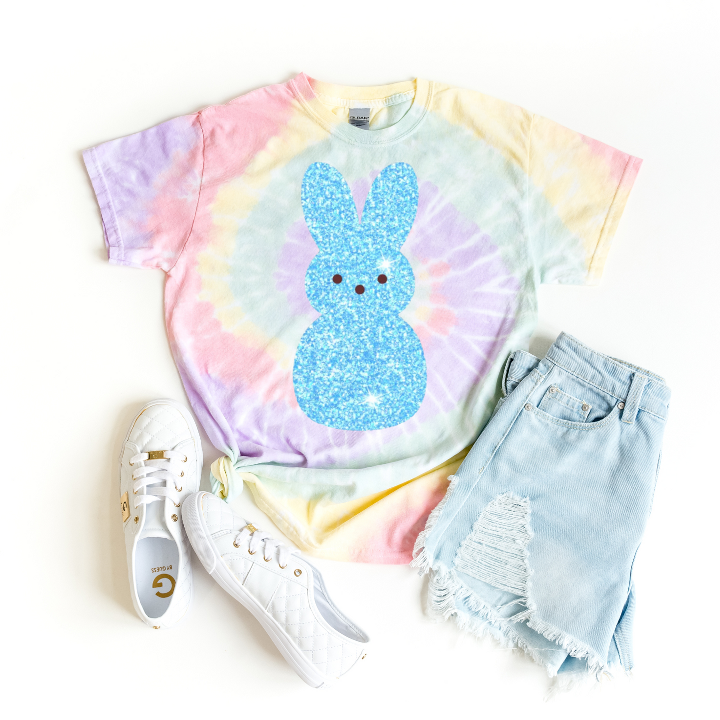 Pastel Tie-Dye Bunny Tee, Cute Spring T-Shirt, Easter Outfit, Festival Wear, Summer Vibes, Cozy Casual Top