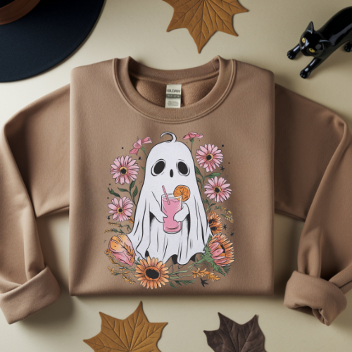Floral Ghost Sweatshirt, Ghosty Flower Shirt, Halloween Sweatshirt