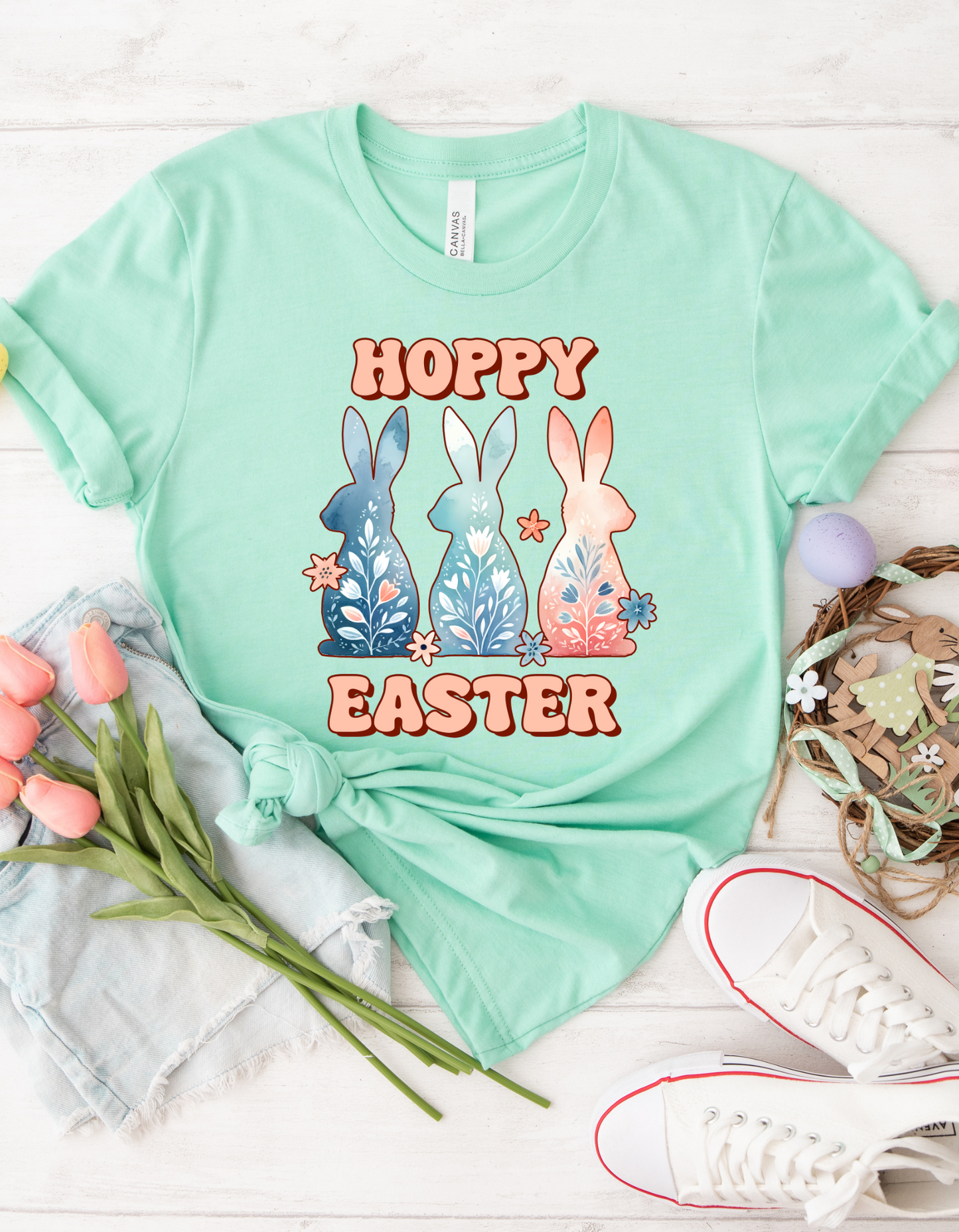 Hoppy Easter T-Shirt, Festive Bunny Tee, Spring Celebration Top, Unisex Holiday Apparel, Cute Easter Gift, Comfortable Casual Wear