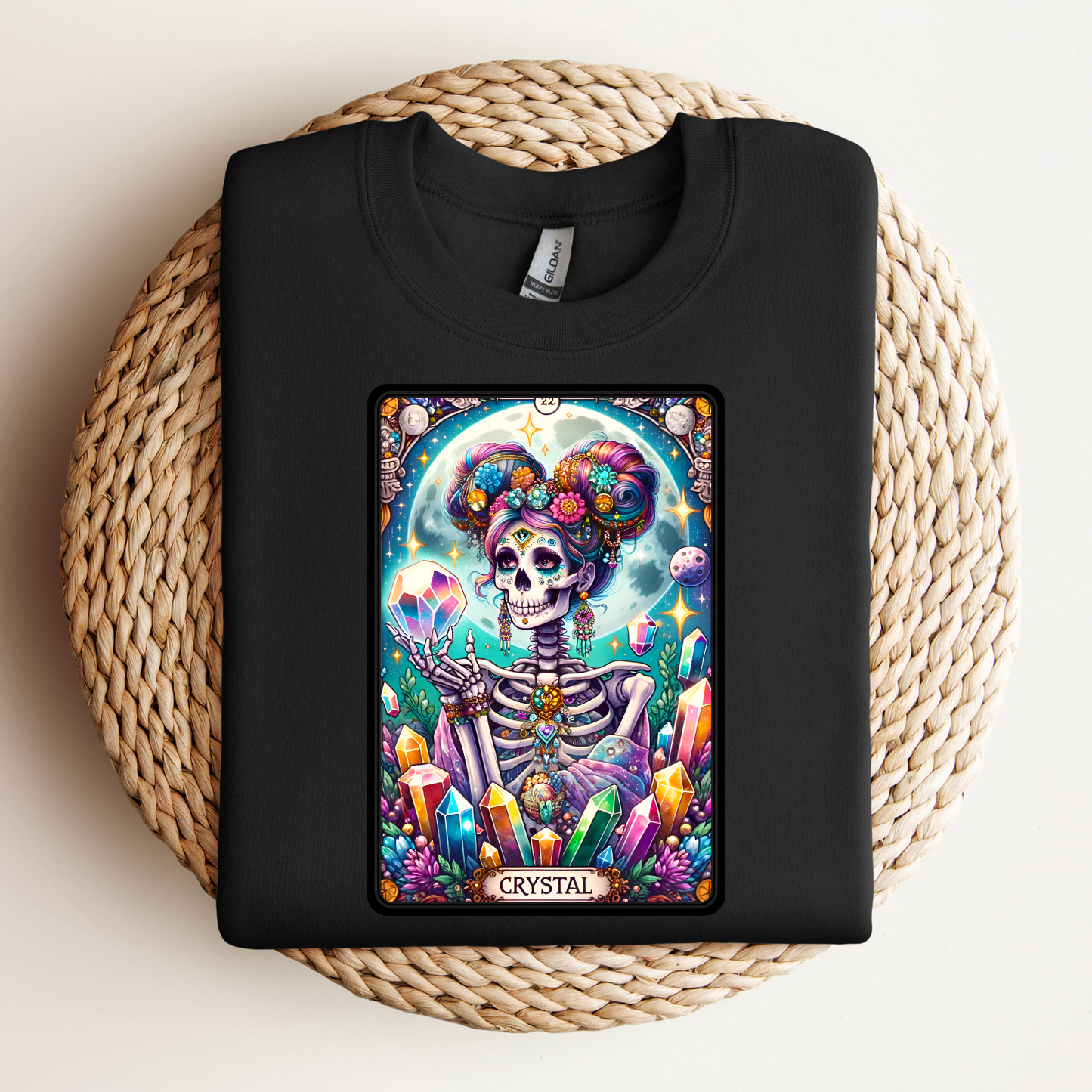 Crystal Skeleton Unisex Jersey Tee - Crystal Tarot Card Shirt, Crystal Shirt, Tarot Card Shirt,