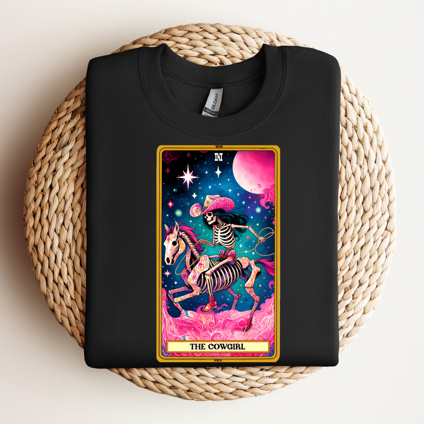 Cosmic Cowgirl Short Sleeve Tee - Retro Skeleton Design, The Cowgirl Tarot Shirt Tarot Lover Tee Western Shirt Cowgirl Tee Friend Gift Western Skeleton Tee Unisex Family Birthday Gift For Her