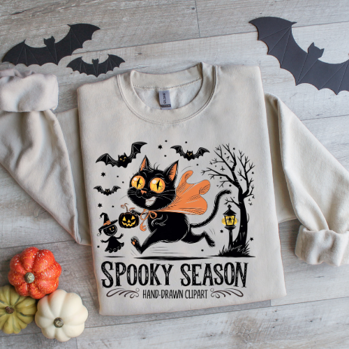 Spooky Season Cat Crewneck Sweatshirt