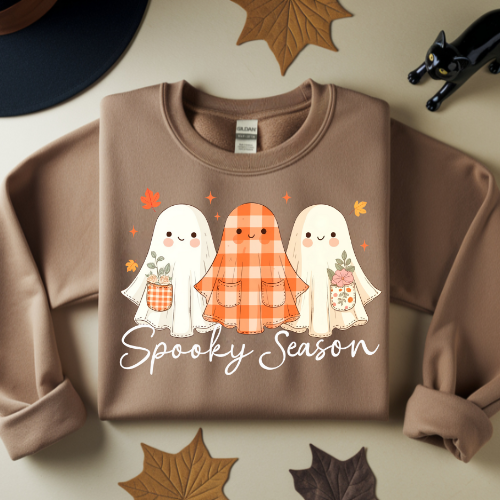 Spooky Season Ghosts Crewneck Sweatshirt, Autumn Ghost Sweatshirt