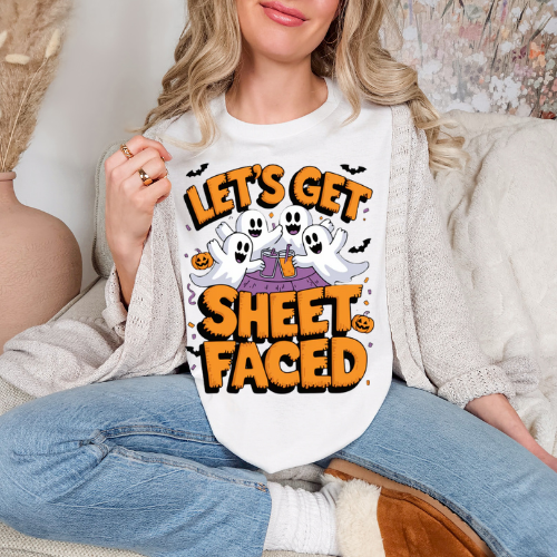 Halloween Ghosts T-shirt - "Let's Get Sheet Faced" Unisex Tee