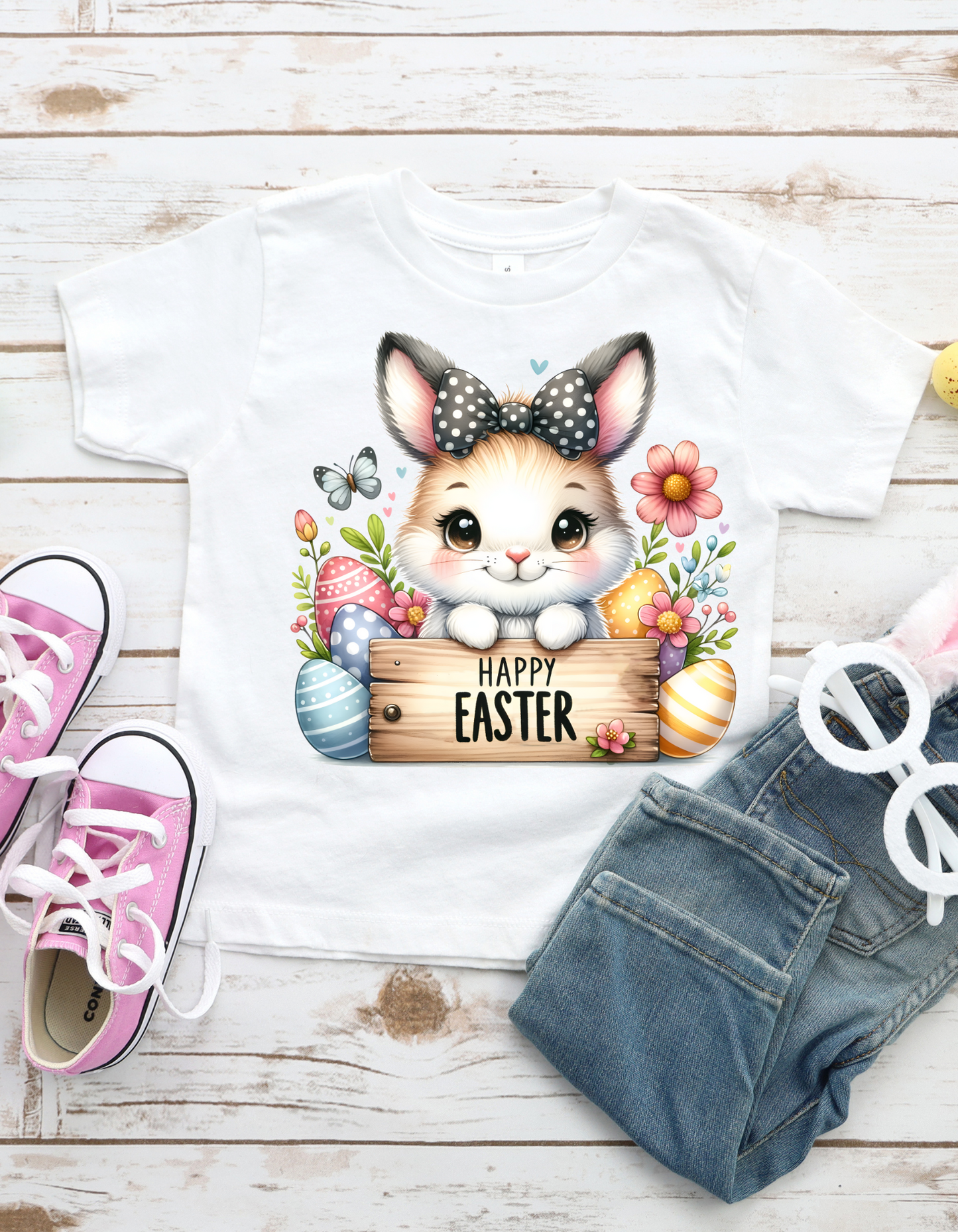 Easter Bunny Toddler Tee, Cute Kids Shirt, Spring Outfit, Baby Easter Gift, Flower & Bunny Design, Toddler Apparel