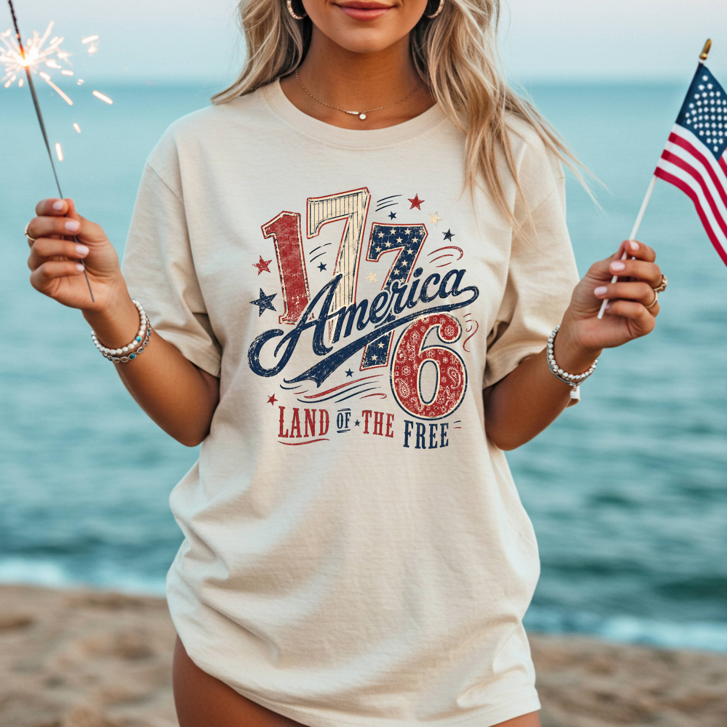 America 1776 'Land of the Free' T-Shirt, 4th of July Shirt