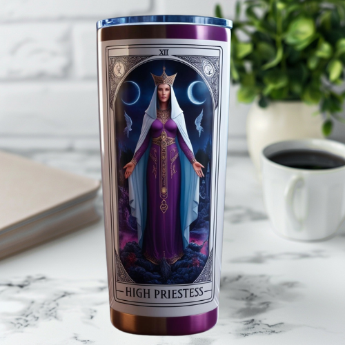High Priestess 20oz Tumbler - Enchanted Tarot Design for Spiritual Enthusiasts