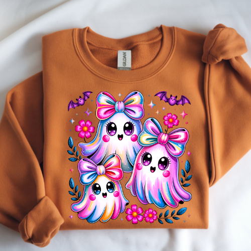 Cute Ghosts Crewneck Sweatshirt, Cozy Halloween Apparel, Ghost Lover Gifts, Autumn Fashion, Unique Sweatshirt for Fall