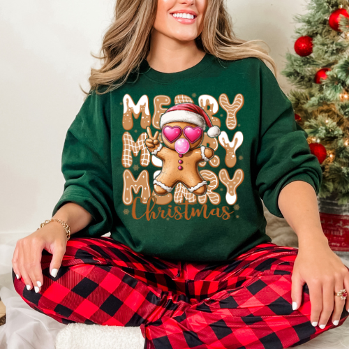 Festive Gingerbread Sweatshirt, Holiday Apparel, Christmas Gift, Cozy Crewneck, Unisex Sweatshirt, Winter Wear