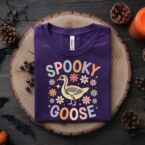 Spooky Goose Crewneck Sweatshirt — Retro Pastel Halloween Goose Graphic