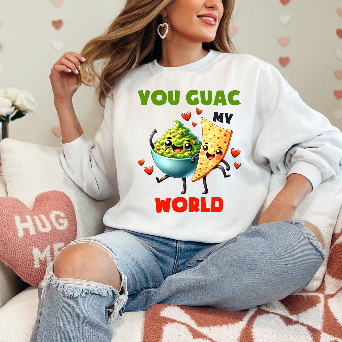 Valentine's Day Sweatshirt, Funny Guacamole Sweatshirt, Cute Gift for Foodie Friends, Casual Cozy Wear, Perfect for Parties & Celebrations, Love & Friendship
