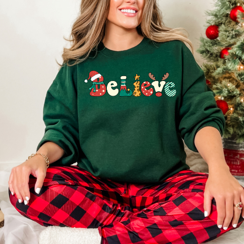 Holiday Cheer Sweatshirt, Believe Sweatshirt, Christmas Gift, Cozy Crewneck, Unisex Sweater, Festive Apparel