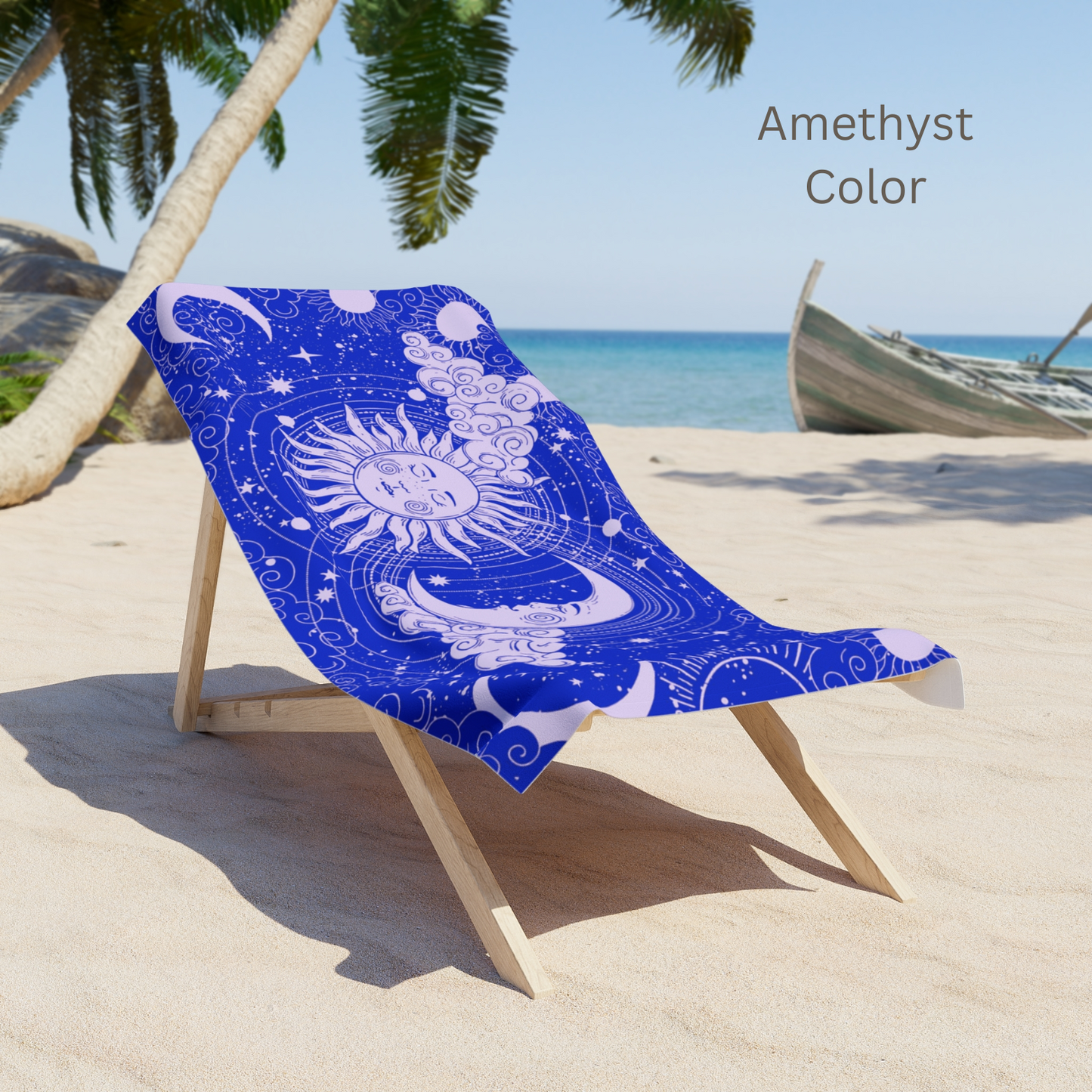 Celestial Sun & Moon Beach Towel — Vintage Astrological Star Design