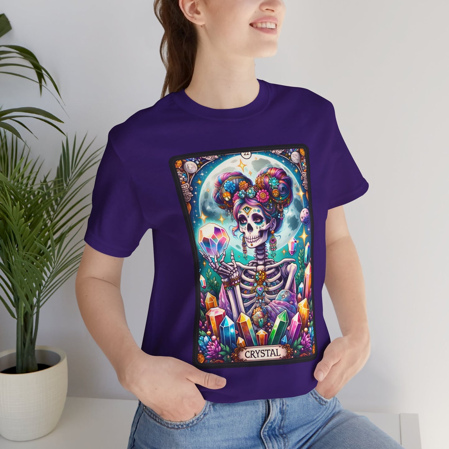 Crystal Skeleton Unisex Jersey Tee - Crystal Tarot Card Shirt, Crystal Shirt, Tarot Card Shirt,