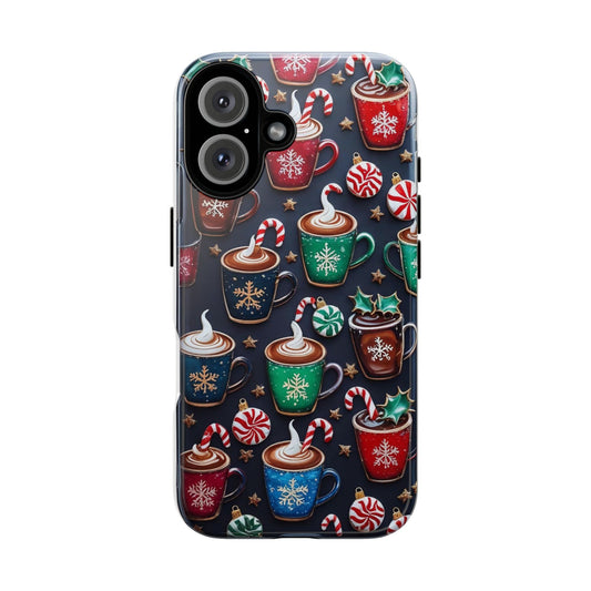 Festive Phone Case - Cocoa & Candy Canes Design, Holiday Gift, Christmas Decor, Winter Vibes, Cute Phone Accessories