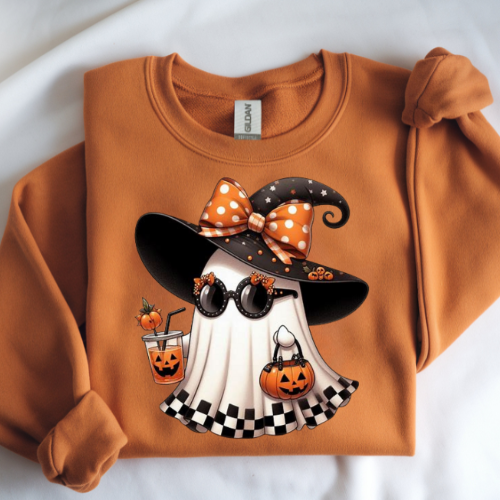 Boojee Halloween Ghost Crewneck Sweatshirt, Unisex Fall Apparel, Spooky Season Sweatshirt, Cute Halloween Gift, Soft Cozy Fashion