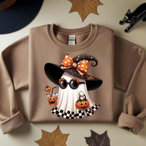 Boojee Halloween Ghost Crewneck Sweatshirt, Unisex Fall Apparel, Spooky Season Sweatshirt, Cute Halloween Gift, Soft Cozy Fashion