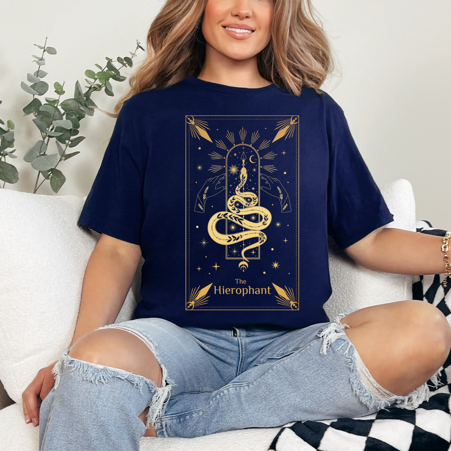 The Hierophant Tarot Card Shirt, Mystical Moon Shirt, Celestial Shirt, Moon Phases Witch Gift, Mystical Snake Shirt, Spiritual Shirt