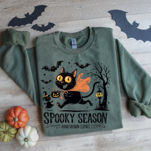 Spooky Season Cat Crewneck Sweatshirt