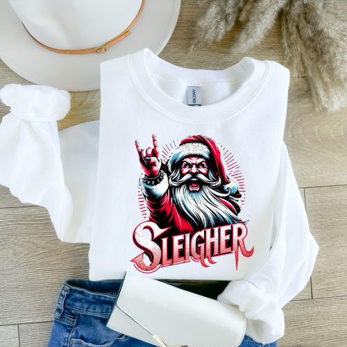 Santa Sleigher Unisex T-shirt, Holiday Christmas Tee, Festive Graphic Shirt, Gift for Him, Xmas Party Outfit, Cool Santa Design