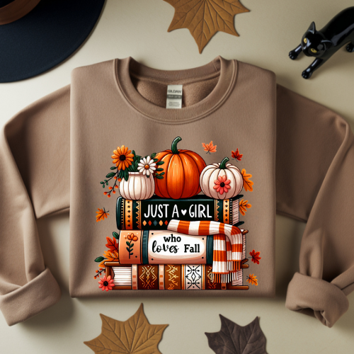 Fall Vibes Crewneck Sweatshirt, Cozy Autumn Apparel, Pumpkin Spice Lover Gift, Just a Girl Sweatshirt, Harvest Season Top, [...]