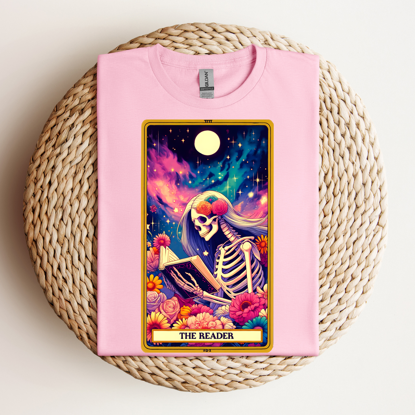 The Reader Skeleton Graphic Tee - Unisex Jersey Short Sleeve Shirt, The Reader Tarot Card Shirt, Skeleton Reading Shirt, Reading Shirt, Tarot Card Shirt, Book Lover Gift, Bookish Gift, Tarot Lover Gift