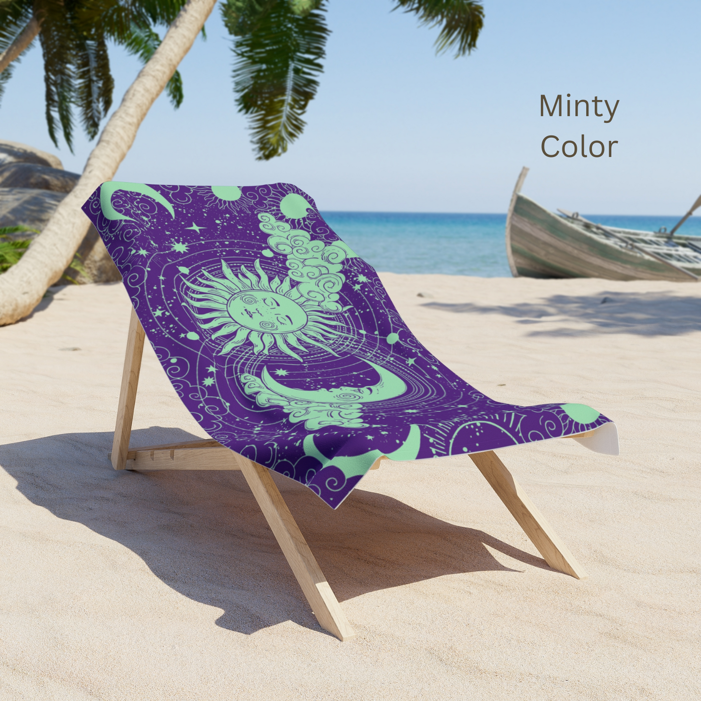 Celestial Sun & Moon Beach Towel — Vintage Astrological Star Design