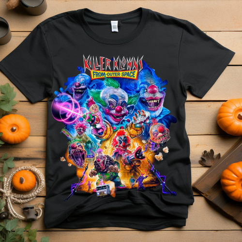 Horror Clown T-Shirt - Killer Clown Retro Arcade Horror Graphic Tee