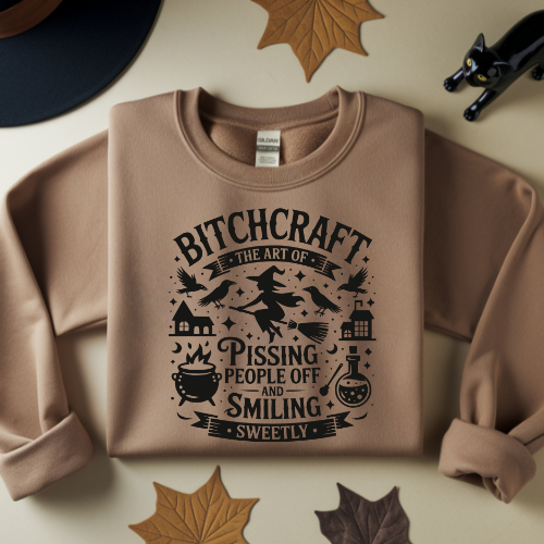 Witchy Crewneck Sweatshirt for Casual Comfort | Bitchcraft, Perfect for Fall, Halloween, Gifts, Cozy Wear