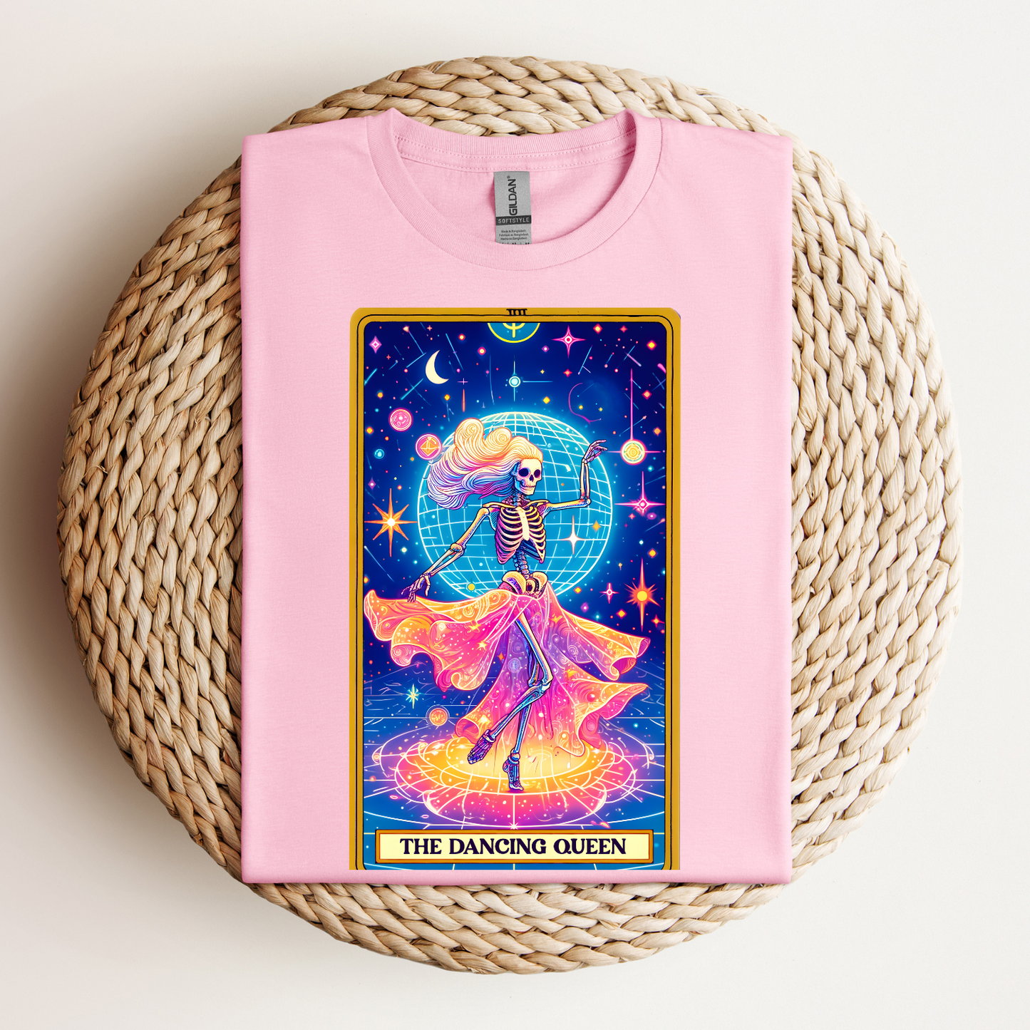 Dancing Queen Graphic Tee, Dancing Queen Skeleton Tarot Card T-Shirt, Aesthetic Goth Apparel, Witchy Clothing, Mystical Tarot Top for Women