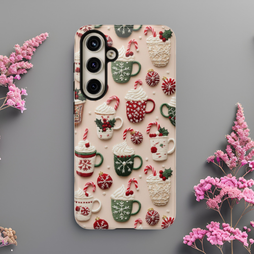 Cute Holiday Phone Case with Hot Cocoa Design, Festive Phone Cover, Gift for Coffee Lovers, Holiday Spirit Case, Cute Kawaii Style