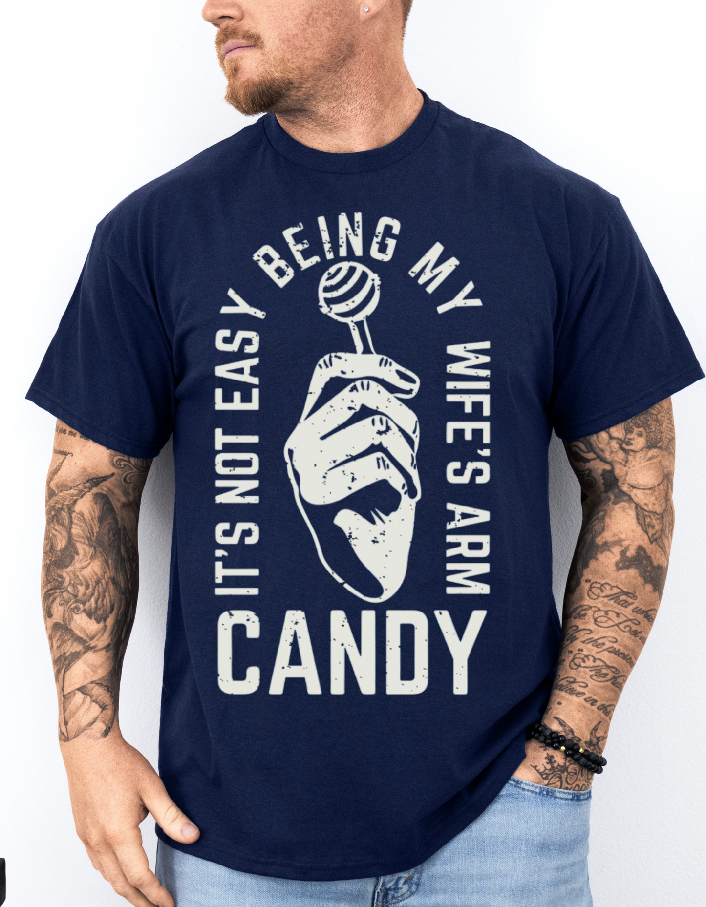 Funny Unisex Softstyle T-Shirt - 'It's Not Easy Being My Wife's Arm Candy' - Perfect Gift for Couples, Anniversary, Valentine's Day, [...]