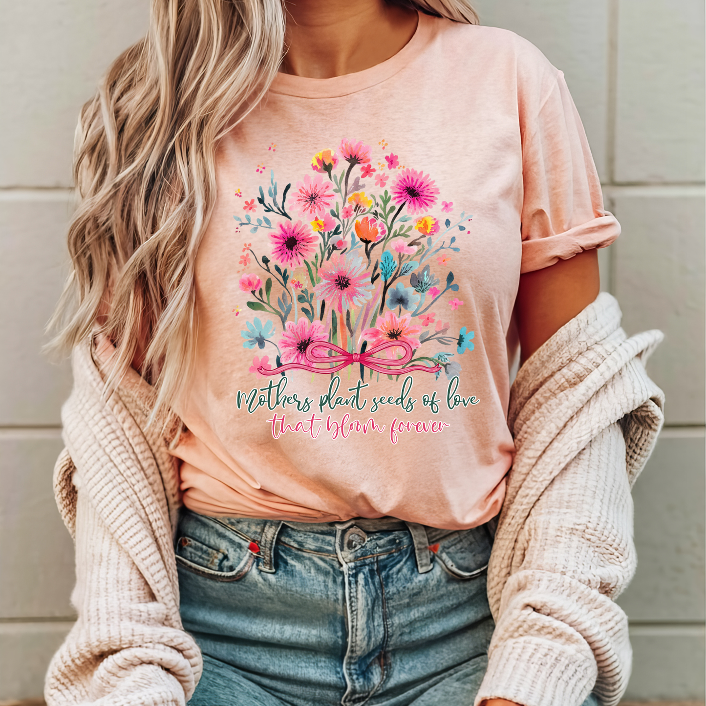 Floral Bouquet T-Shirt — "Nothing Short Lived, Seeds in the Heart Bloom Forever". Mother's Day flower Shirt