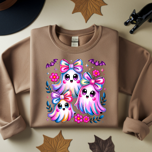 Cute Ghosts Crewneck Sweatshirt, Cozy Halloween Apparel, Ghost Lover Gifts, Autumn Fashion, Unique Sweatshirt for Fall