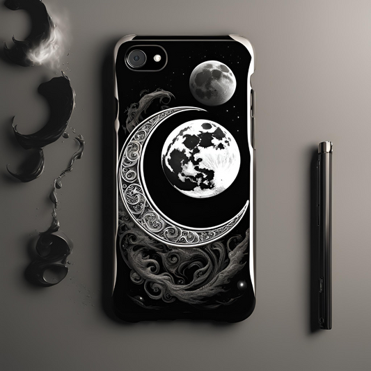 Stylish Moon Phase Phone Case - Tough Cases - Unique Galaxy Design, Celestial Moon Phone Case for iPhone, Samsung, and Google Pixel