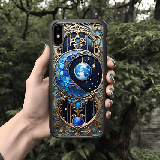 Celestial Moon Phone Case - Tough Protective Cover for Starry Nights, Celestial Moon Phone Case for iPhone, Samsung, and Google Pixel