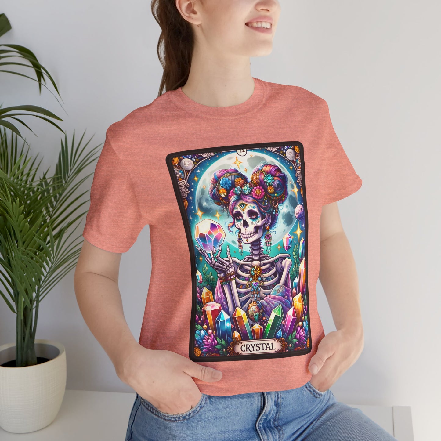 Crystal Skeleton Unisex Jersey Tee - Crystal Tarot Card Shirt, Crystal Shirt, Tarot Card Shirt,