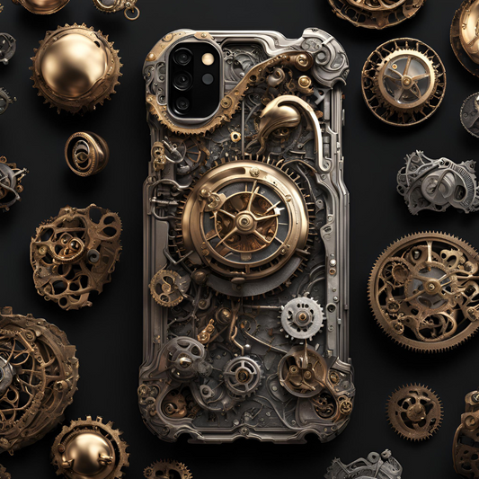 Steampunk Phone Case | Tough Cases with Gear Design for Adventure Lovers, 3D Steam Punk  Phone Case for iPhone, Samsung, and Google Pixel