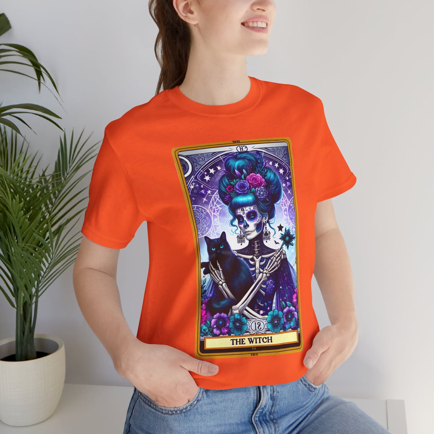 The Witch Unisex Jersey Tee – Enchanting Gothic Style Shirt for Witches and Magic Lovers, The Witch Tarot Card Shirt, Witch Halloween Shirt, Magical Wiccan Pagan Clothes