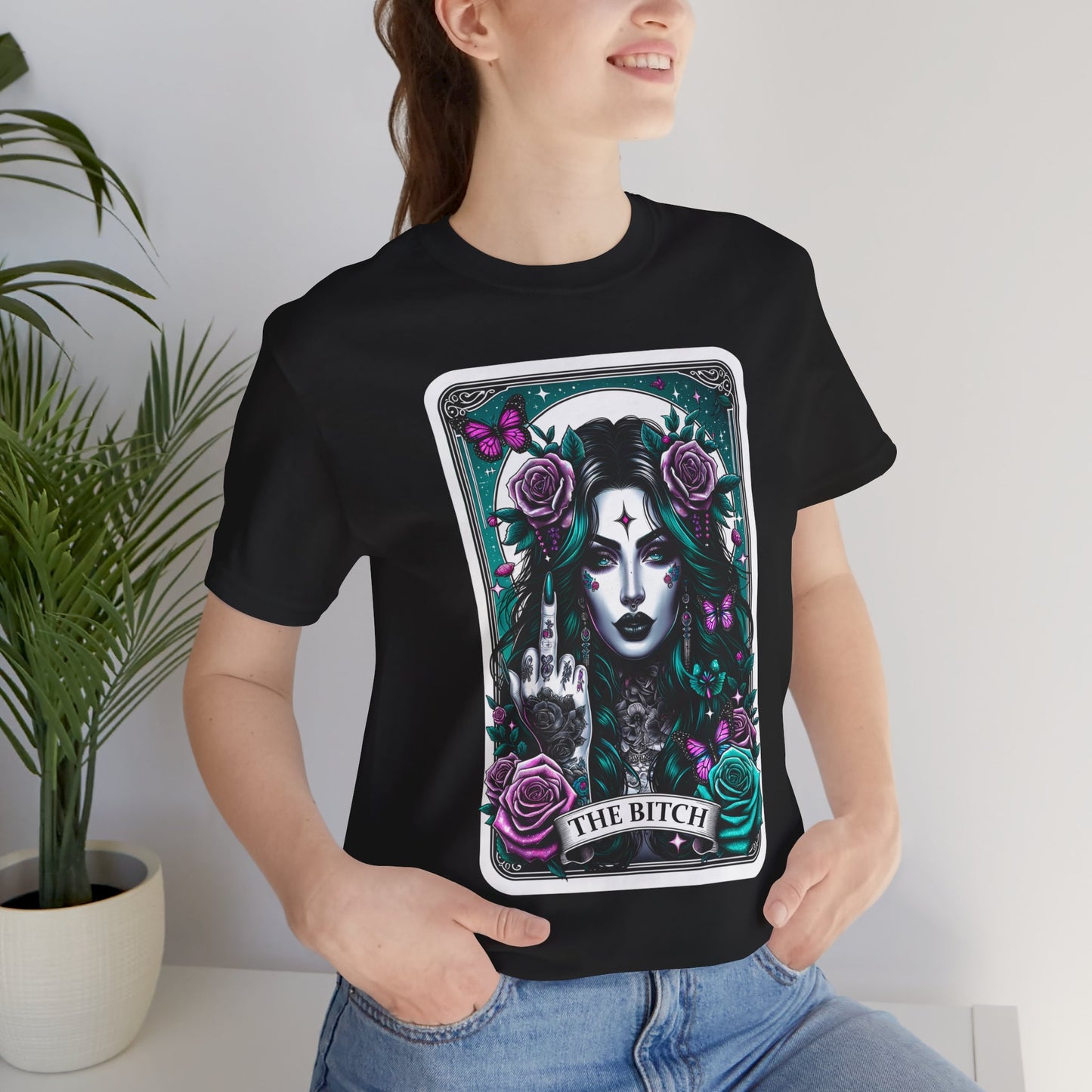 The Bitch Graphic Tee - The Bitch Tarot Card Shirt, Sarcastic Shirt, Tarot Card Shirt, Gift For Her, Trendy Shirt, Tarot Lover Gift, Funny Skull Shirt, Witch Shirt