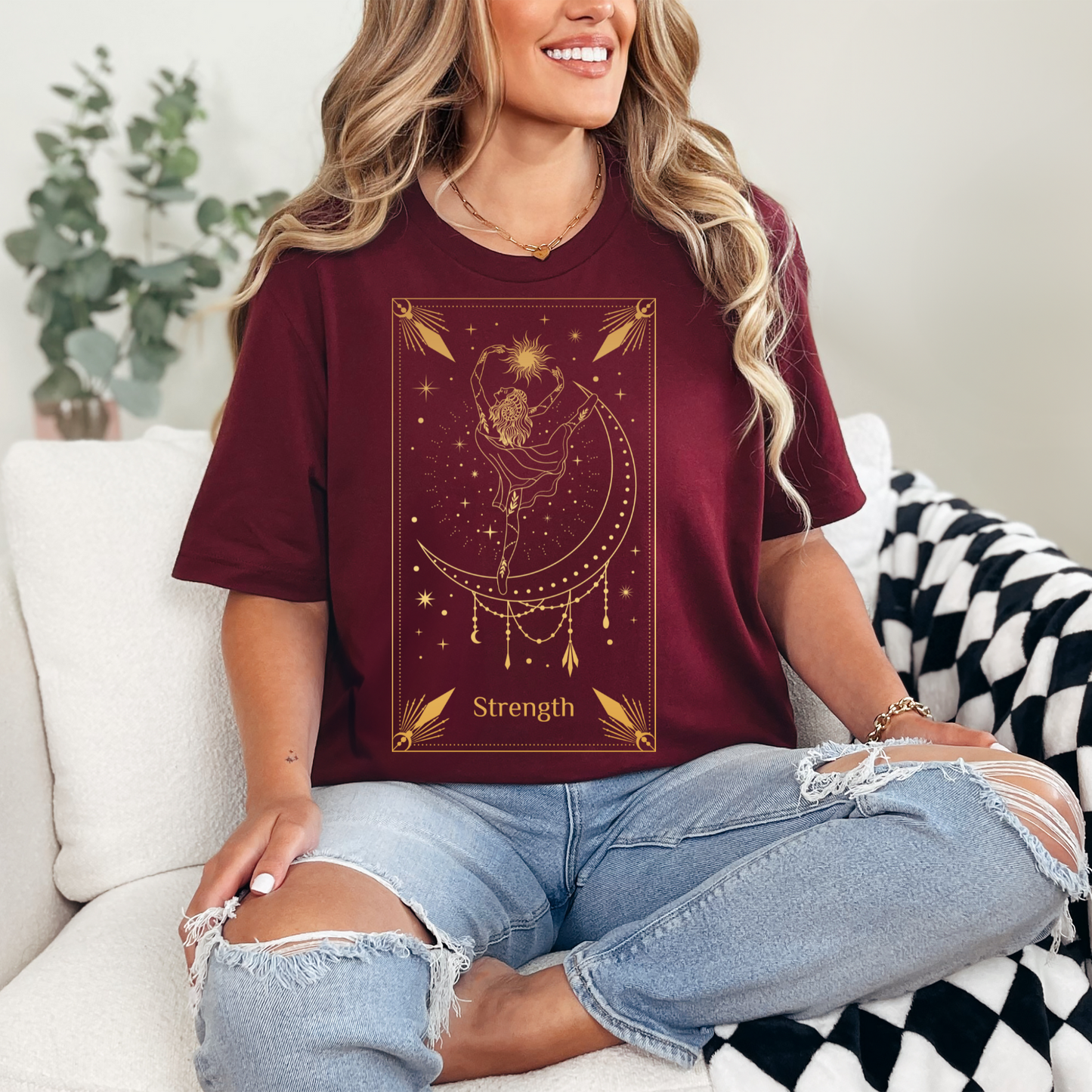 Strength Tarot Card Shirt, Strength Tarot Card Tee, Tarot Card T Shirt, Celestial Shirt, Mystical Shirt, Spiritual Shirt, Witch Shirt