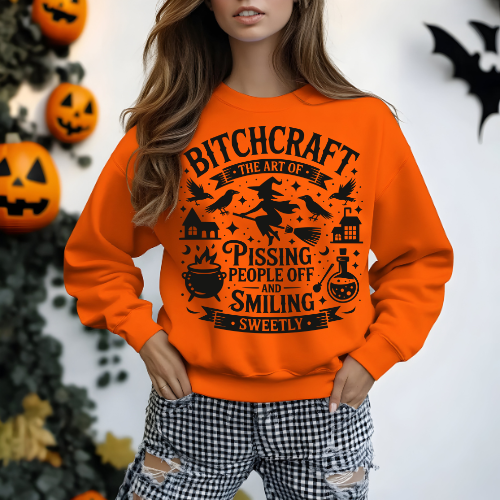 Witchy Crewneck Sweatshirt for Casual Comfort | Bitchcraft, Perfect for Fall, Halloween, Gifts, Cozy Wear