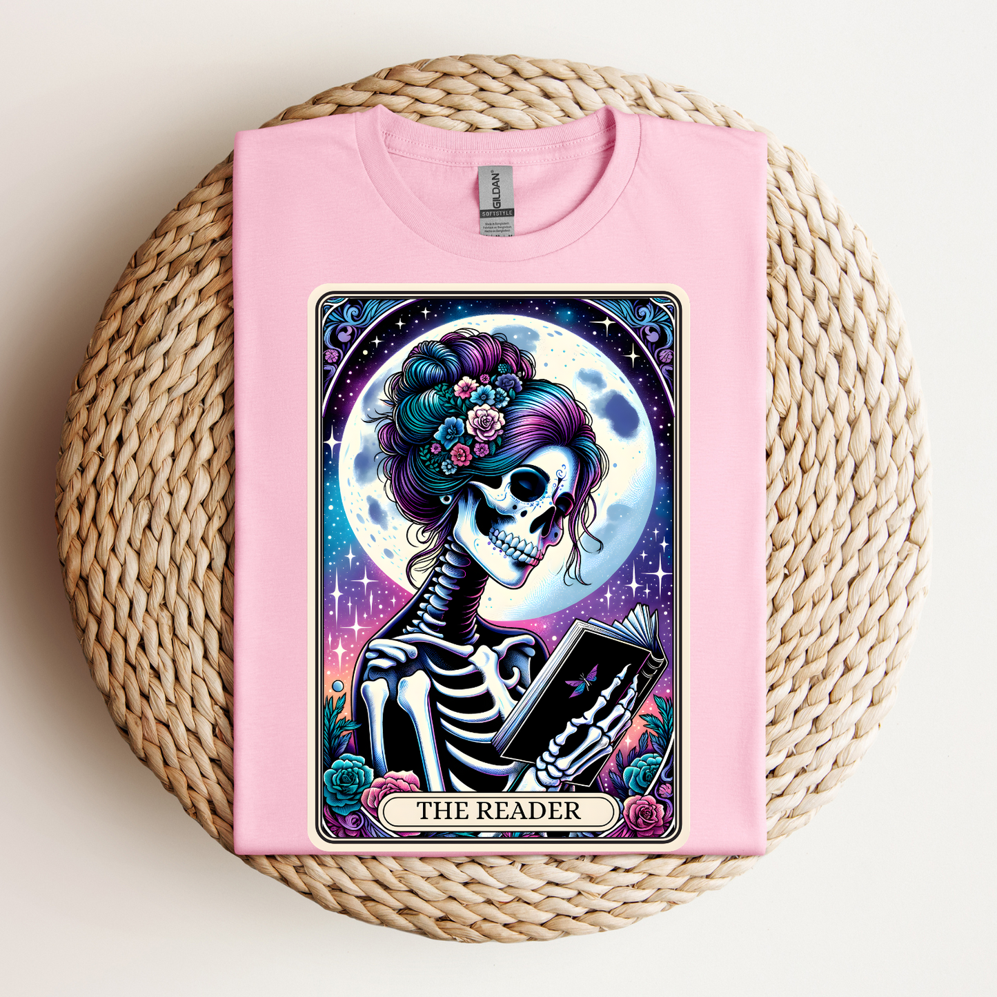 The Reader Skeleton Graphic Tee - The Reader Tarot Card Shirt, Skeleton Reading Shirt, Reading Shirt, Tarot Card Shirt, Book Lover Gift, Bookish Gift, Tarot Lover Gift