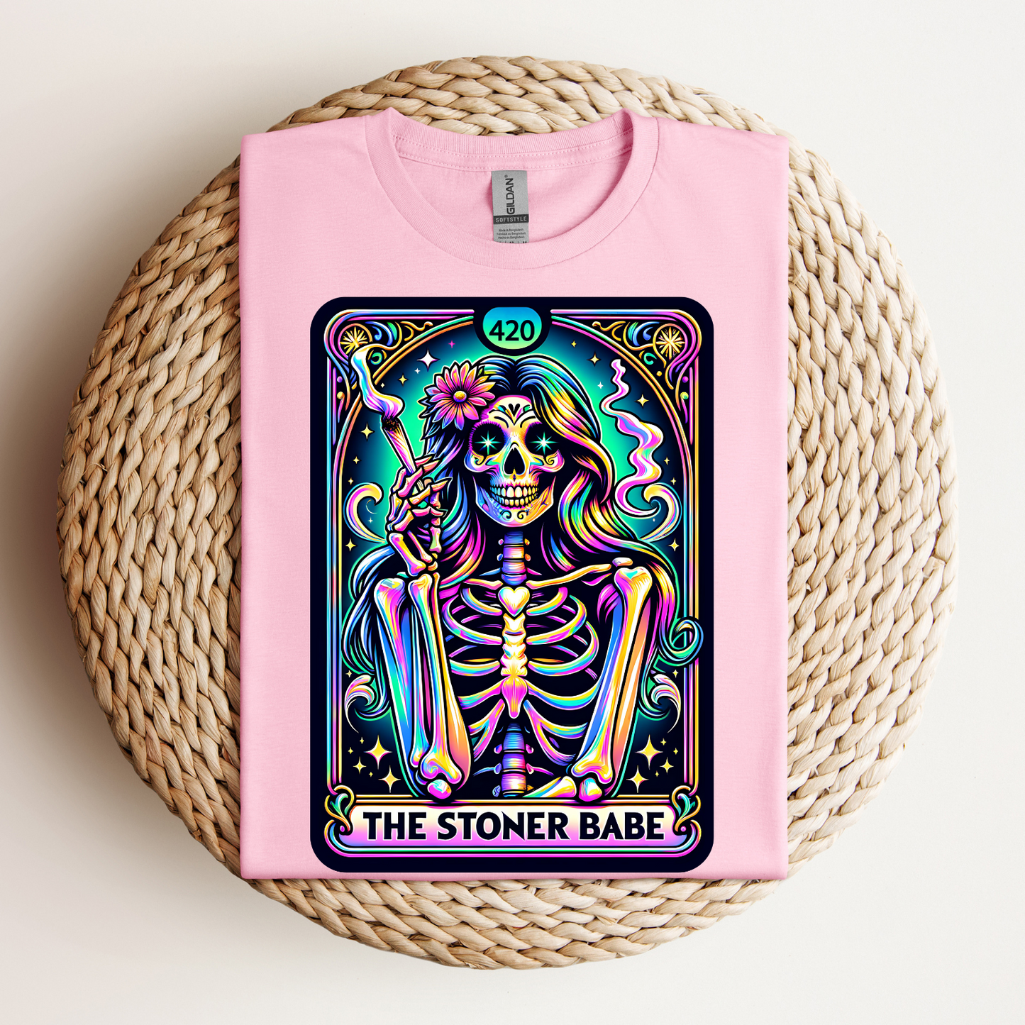 'The Stoner Babe' Unisex Jersey Tee – Colorful Skeleton Graphic for Cannabis Lovers, Stoner Babe Shirt,Stoner Mom Shirt,Organic Weed Shirt,Blaze It Shirt,Marijuana Shirt,Recreational Shirt,Stoner Shirt,Pothead Shirt,Weed