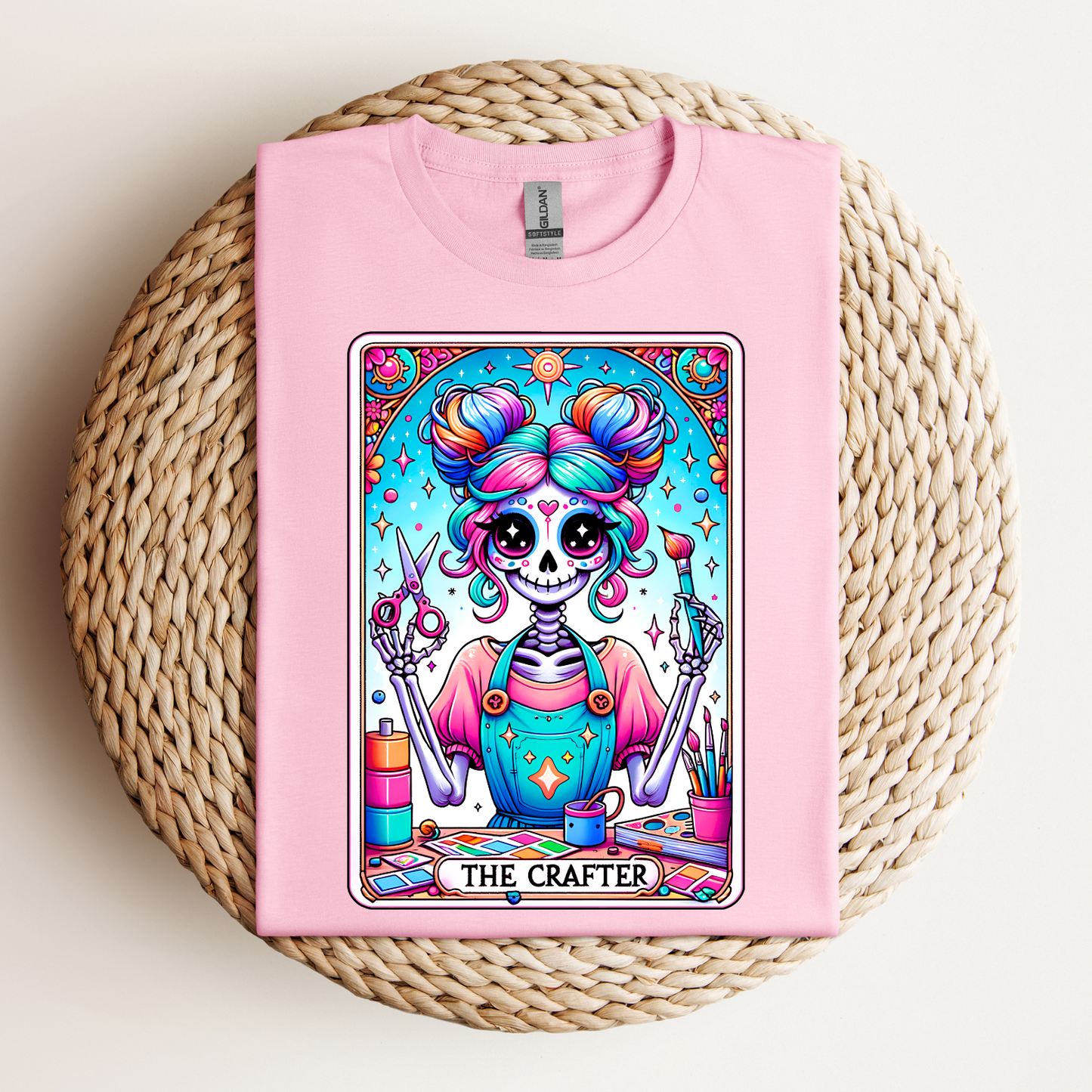 Colorful Crafter Skull Tee - Unisex Jersey Short Sleeve Shirt for Creative Souls, The Crafter Tarot Card Shirt, Funny Crafting T-Shirt, Crafter Women Shirt, Gift For Crafter,Funny Hobby Shirt,Gift For Crafter,Crafter Gifts