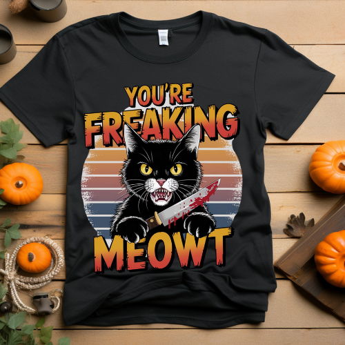 Funny Cat Themed Unisex Jersey Tee - 'You're Freaking Meowt'