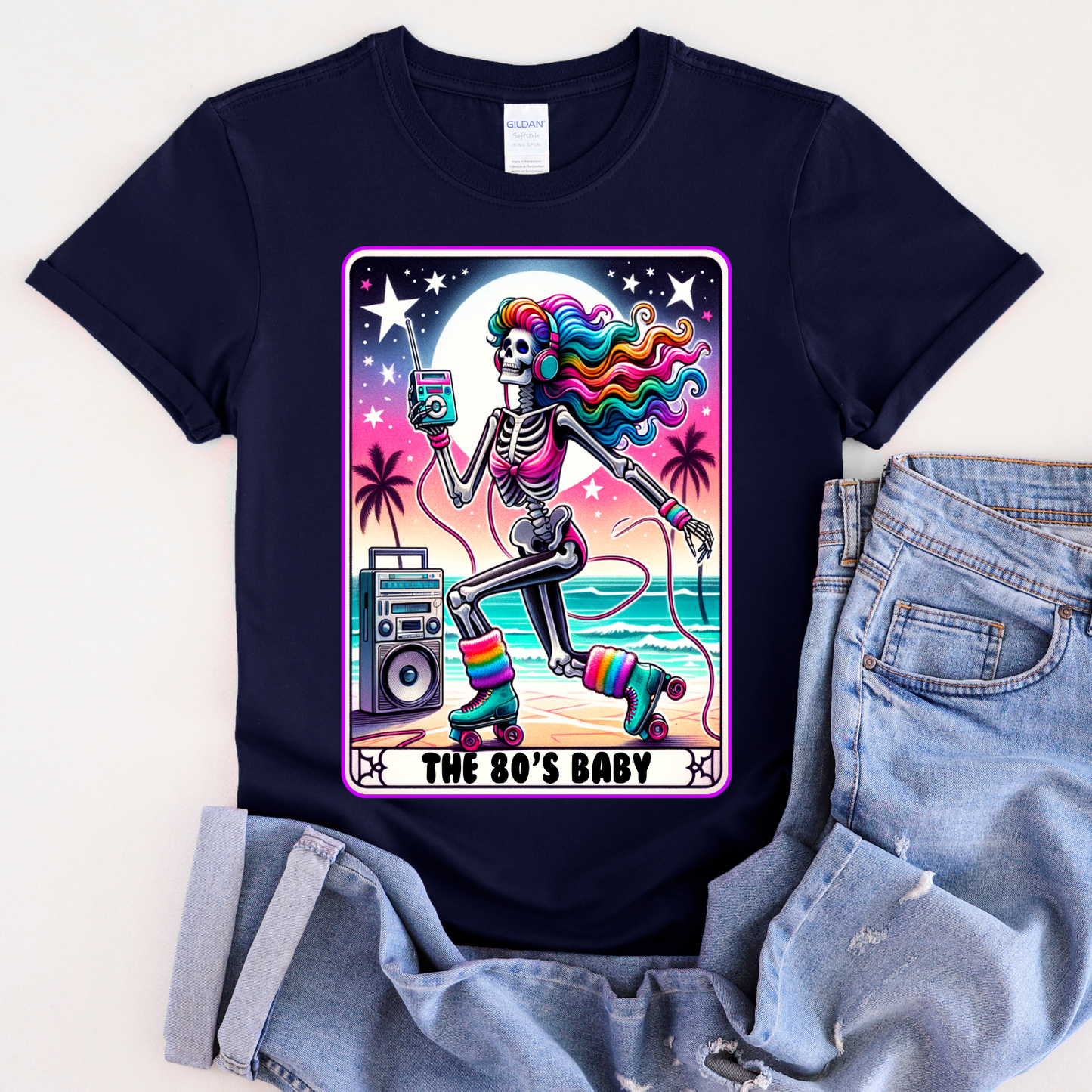 The 80's Baby Tarot Card Shirt, Tarot Card T, Skeleton Mom T-shirt, Celestial Mama Shirt, Witchy Vibes Tee, 80's Tee, Vintage Gift For Mom